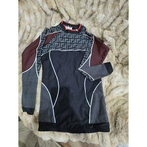 Fendi FF Motif Ski Top Women Large, Winter Sweater Figure Hug, Mock Neck…